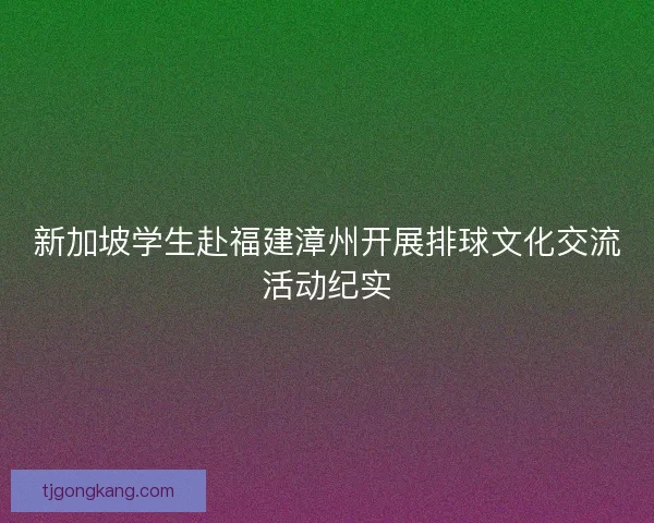 新加坡学生赴福建漳州开展排球文化交流活动纪实