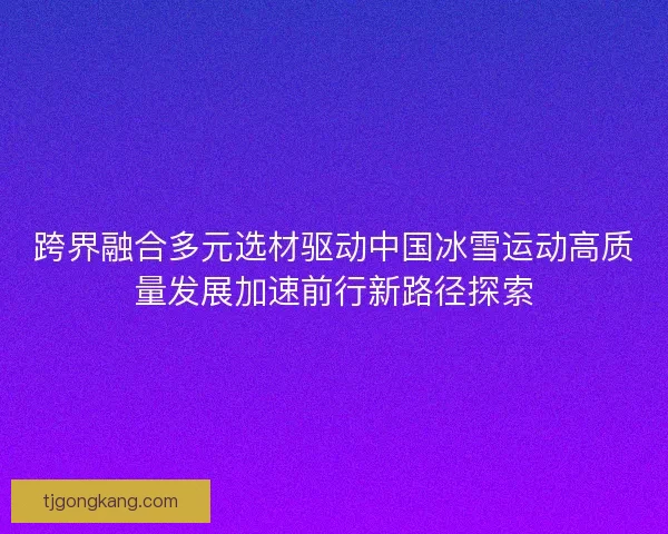 跨界融合多元选材驱动中国冰雪运动高质量发展加速前行新路径探索